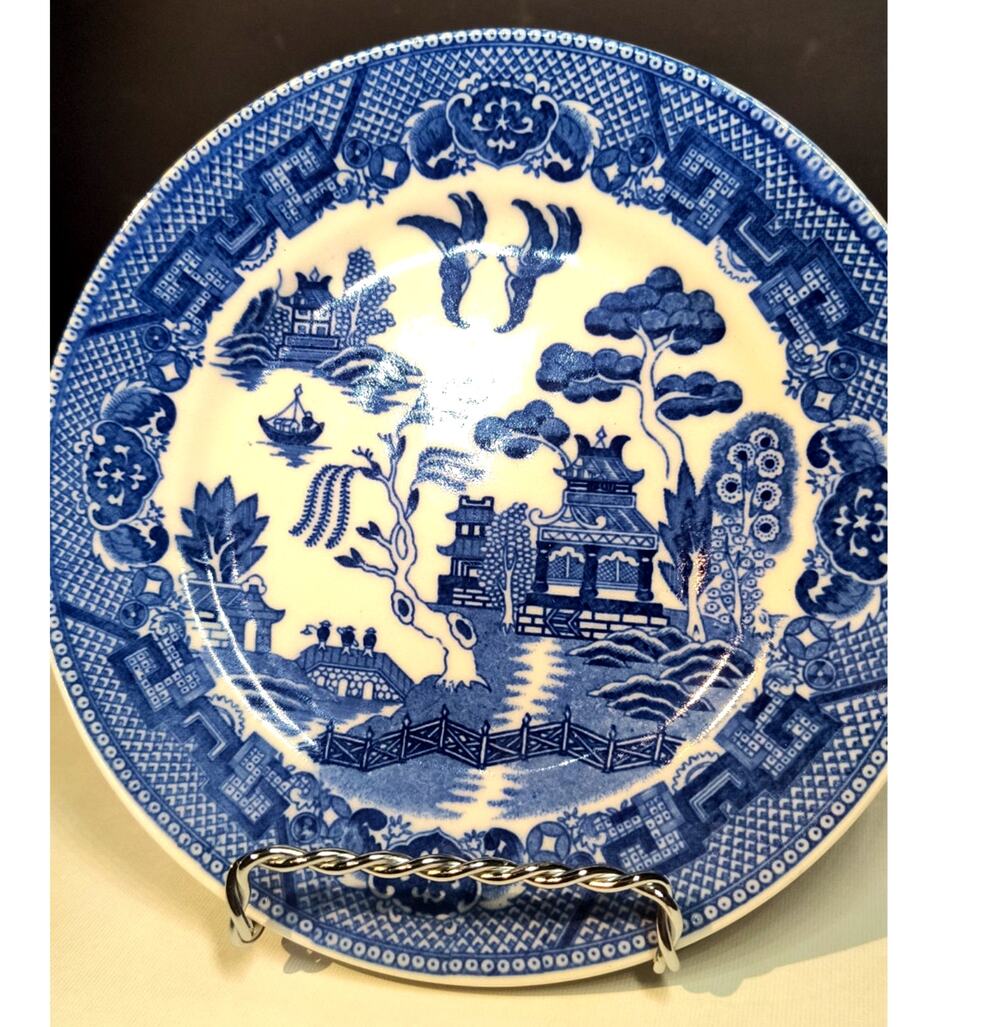 1228.  Blue and White Dessert Plate Blue Willow Style
